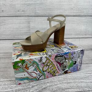 Jeffrey Campbell Womens Cream Seraphin Ankle Strap Platform Sandal Heels Size 10